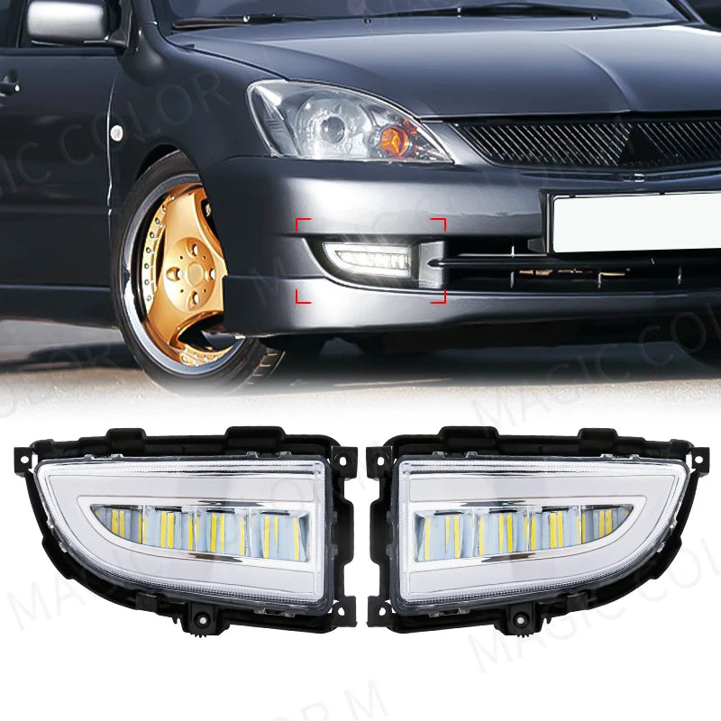 LED DRL Headlight for Mitsubishi Lancer 2004 2005 2006 Daytime Running Light White Yellow  | AUTOKITSHOP