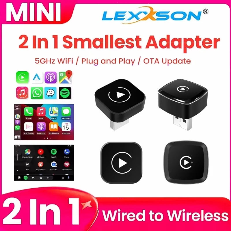 LEXXSON New Wireless Android Auto Adapter Smart Mini Box Plug And Play Universal For VW To | AUTOKITSHOP