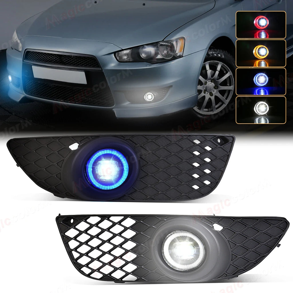 LED Fog Lamps Angel Eyes Rings For Mitsubishi Lancer 2008 2009 2010 2011 2012 2013 DRL Day | AUTOKITSHOP