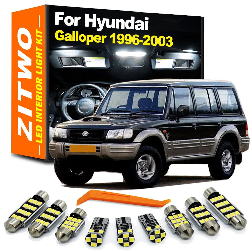 ZITWO 9Pcs LED Interior Dome Map Light Kit For Hyundai Galloper 1990-1998 1999 2000 2001 2002 2003 Trunk Lamp Car Accessories