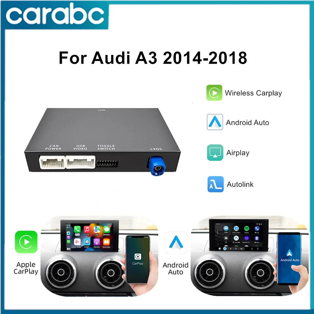 CARABC Wireless CarPlay Android Auto Adapter Mirror Link AirPlay Bluetooth GPS Navigation