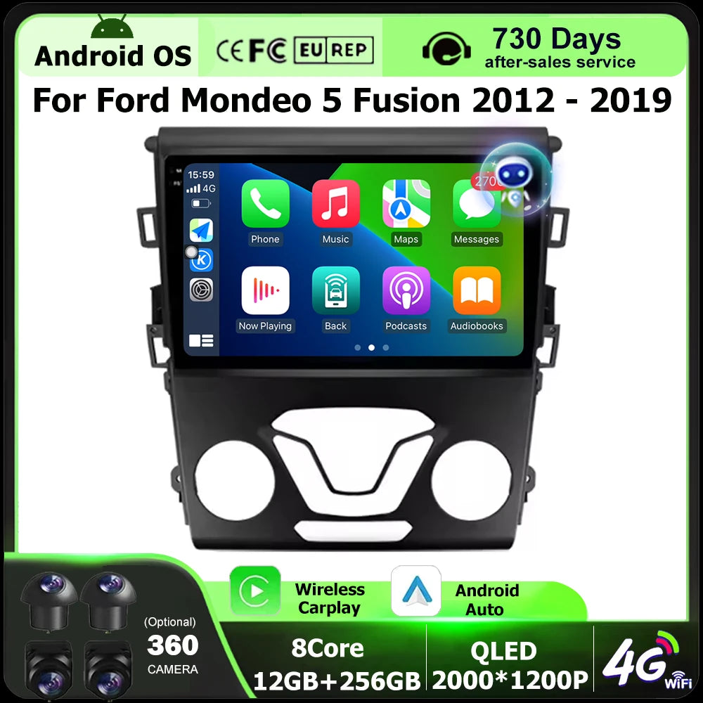 Android 16 Auto For Ford Mondeo 5 Fusion 2012 - 2019 Car Radio Multimedia Video Player GPS