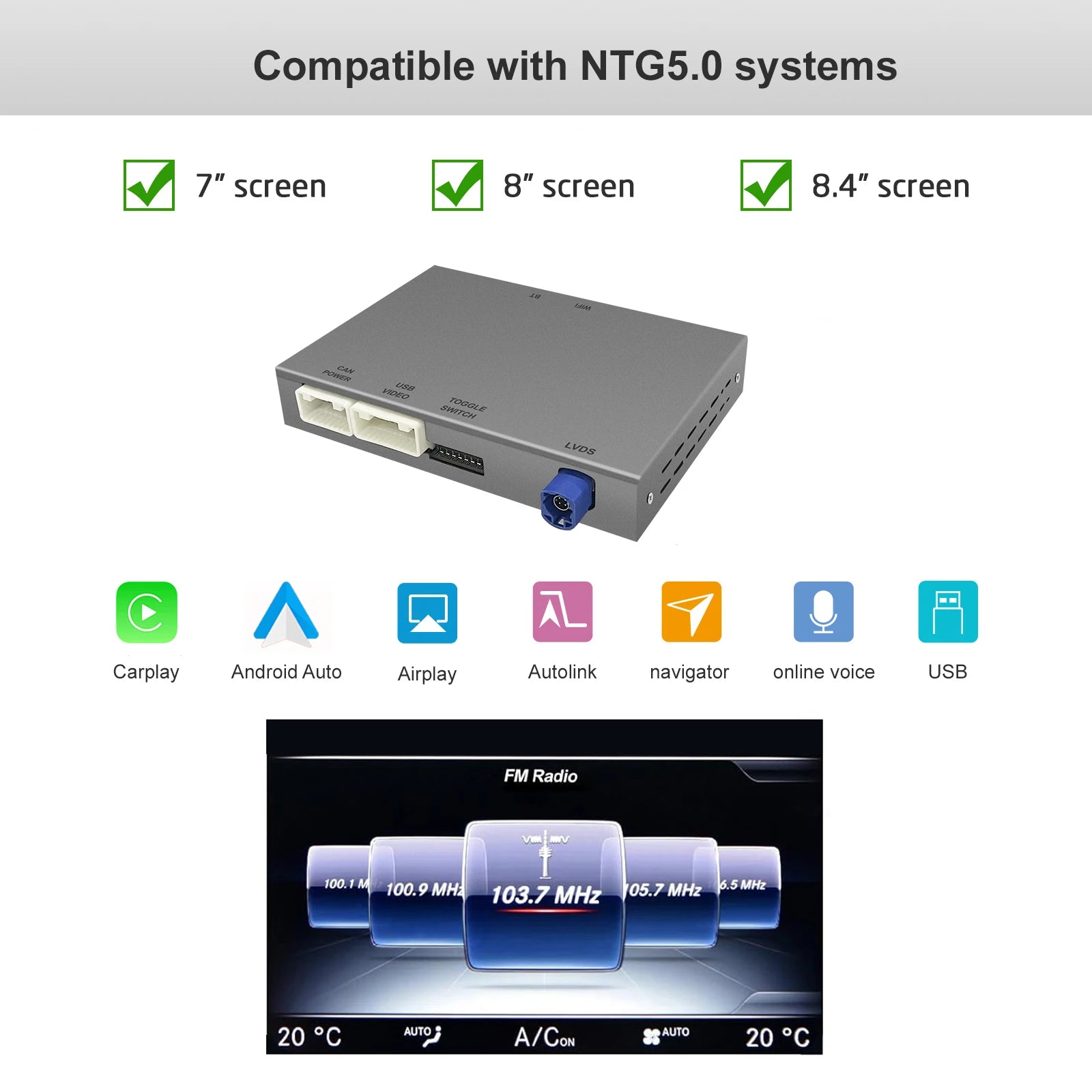 Wireless Carplay Android Auto adapter for Mercedes benz A B C W176 CL GLS W205 GLA GLC GLE