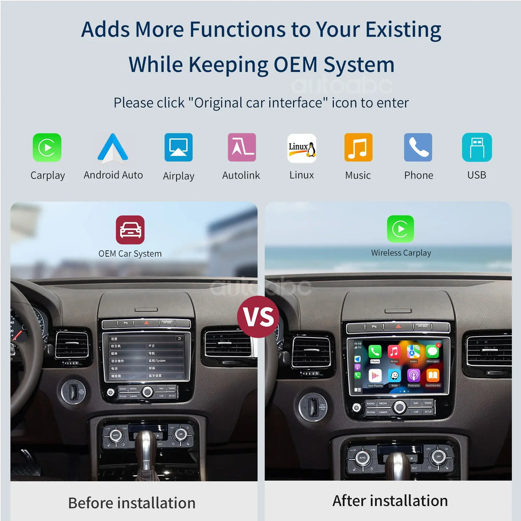 Wireless CarPlay Interface For Volkswagen Touareg RNS850 2010-2018 with Android Auto Voice | AUTOKITSHOP