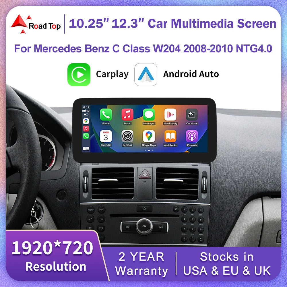 Android Auto Wireless CarPlay Linux Car Multimedia Touch Radio Screen for Mercedes Benz C  | AUTOKITSHOP