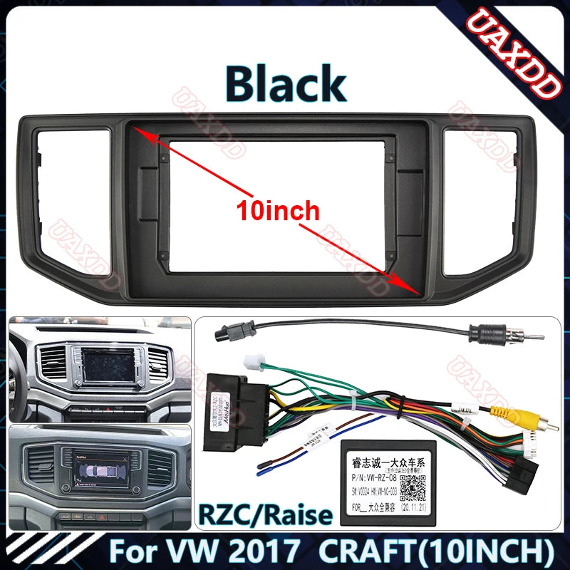 For VW 2017 CRAFT 10.1 Inch 2 Din Car Radio Plastic Fascias Panel Dashboard Frame Installa