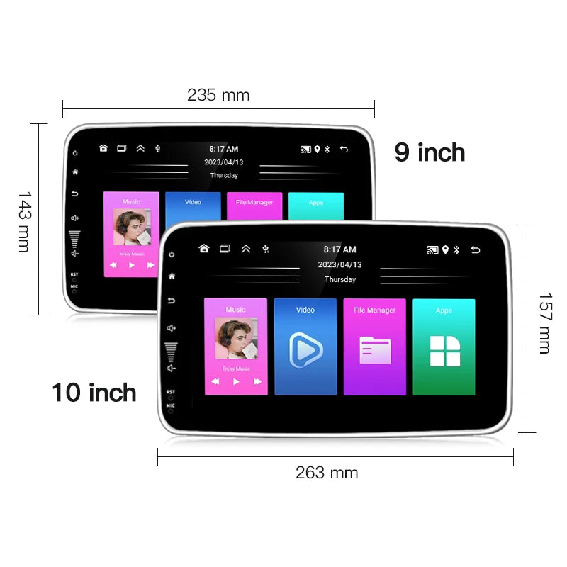 SZLELV 360° Rotation Android 15 Auto 1DIN Universal 9 10 Inch Car Stereo Radio BT WIFI Car