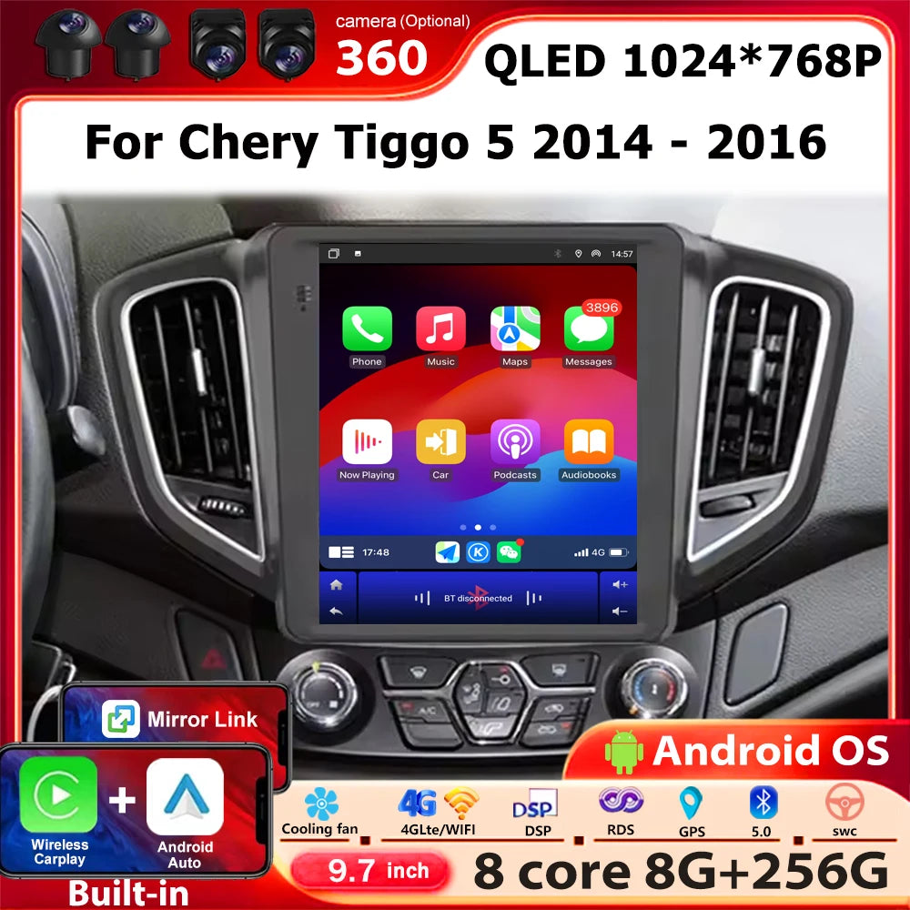 9.7 Inch For Chery Tiggo 5 2014 - 2016 Android 16 Auto Car Radio GPS Navigation Multimedia