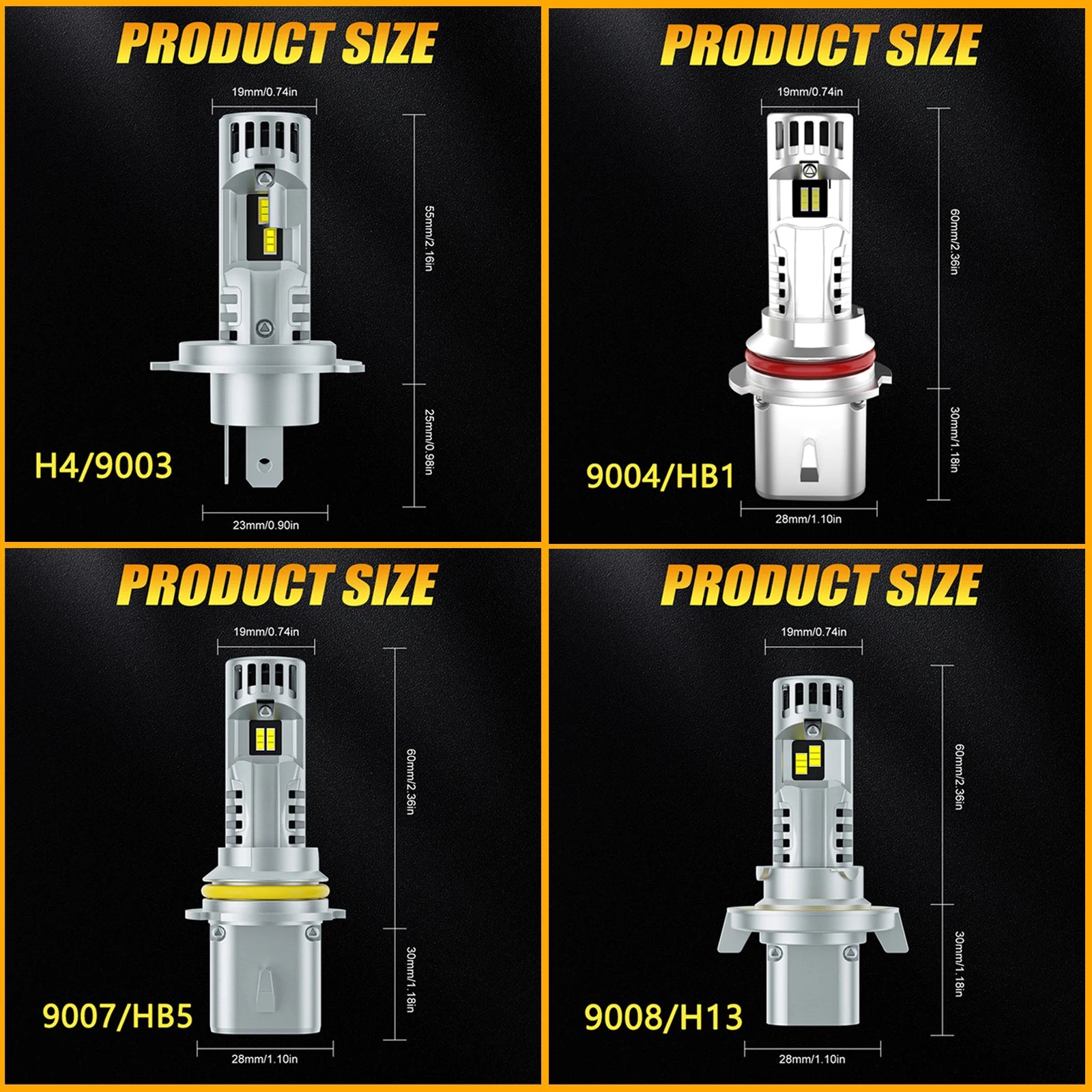 9007 HB5 Car LED Headlight Bulb 6000K White 9004 HB1 Auto Canbus Fog Lamp 9008 H13 9003 H4