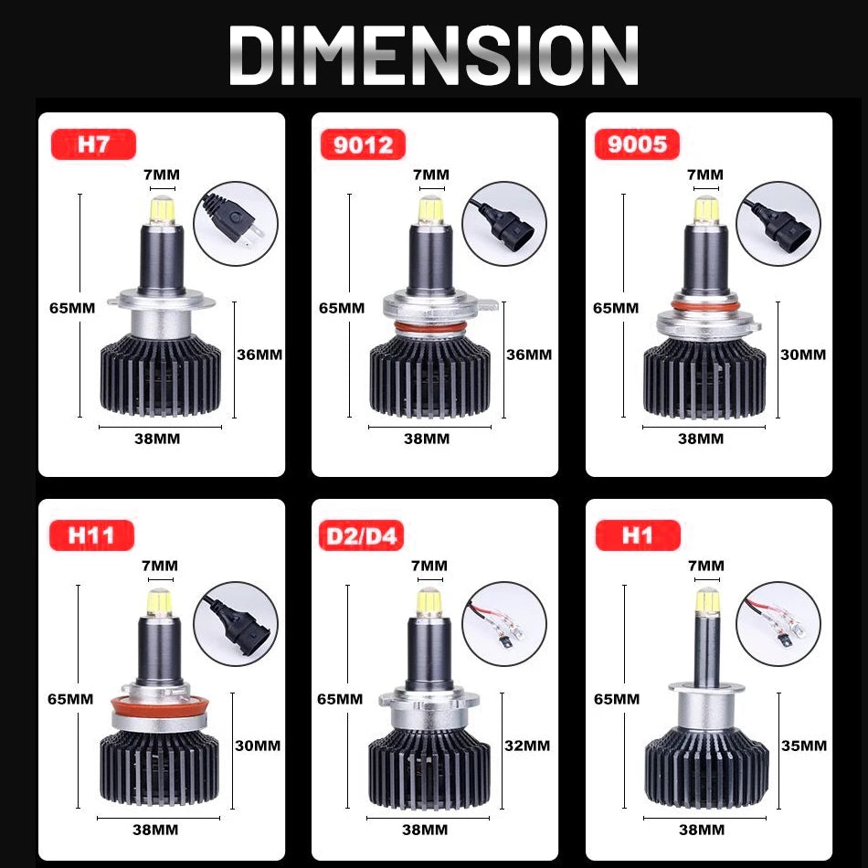 200W H7 Led 360º H8 H9 H11 Headlight Bulbs 9005 9006 HB3 HB4 9012 Auto Fog Lights Lamp Can