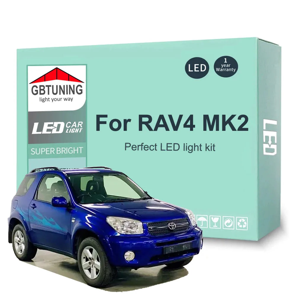 8-Piece LED Interior Light Kit for Toyota RAV4 MK2 - Canbus Error-Free Bulbs | AUTOKITSHOP