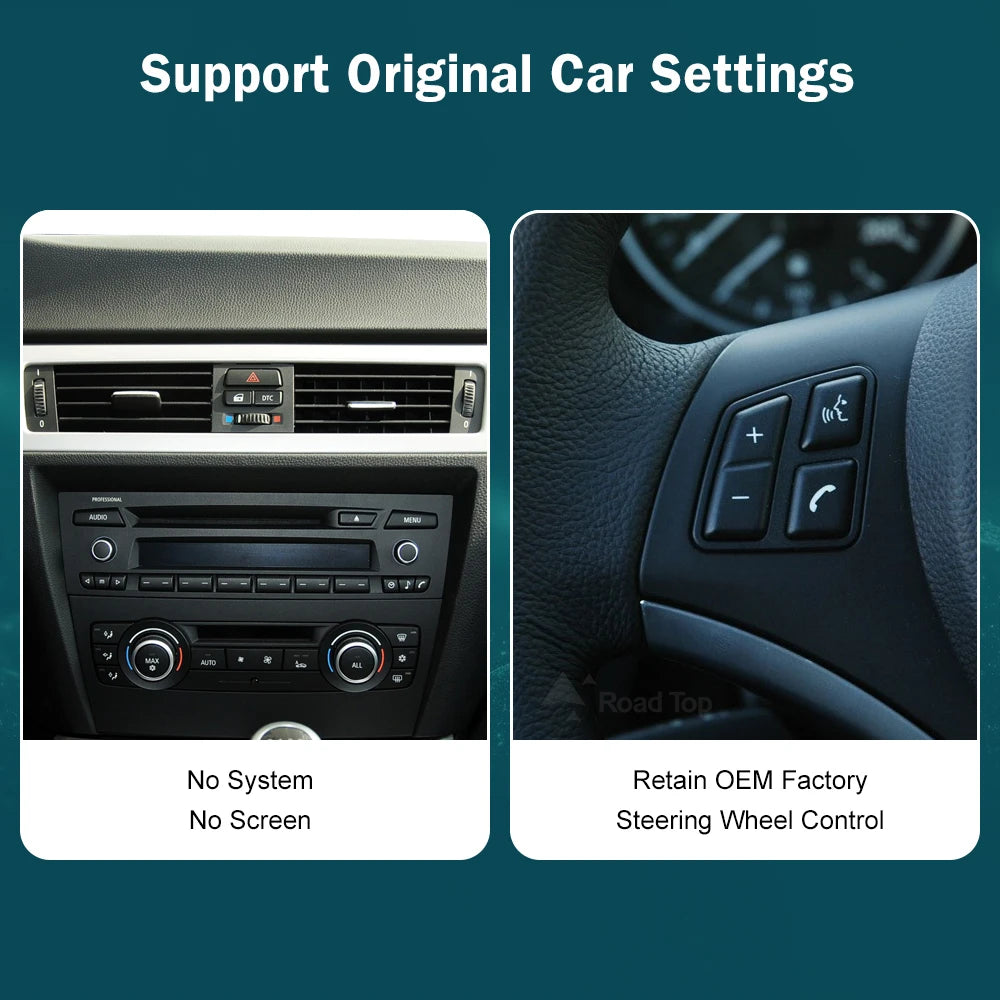RoadTop Wireless CarPlay Multimedia Linux Screen For BMW Series 3 E90 E91 E92 E93 The Car