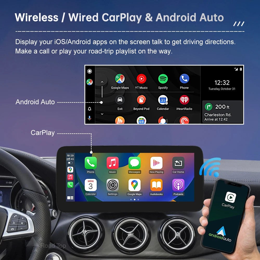 Android Auto Wireless CarPlay Linux Multimedia Touch Screen for Mercedes Benz A Class CLA  | AUTOKITSHOP