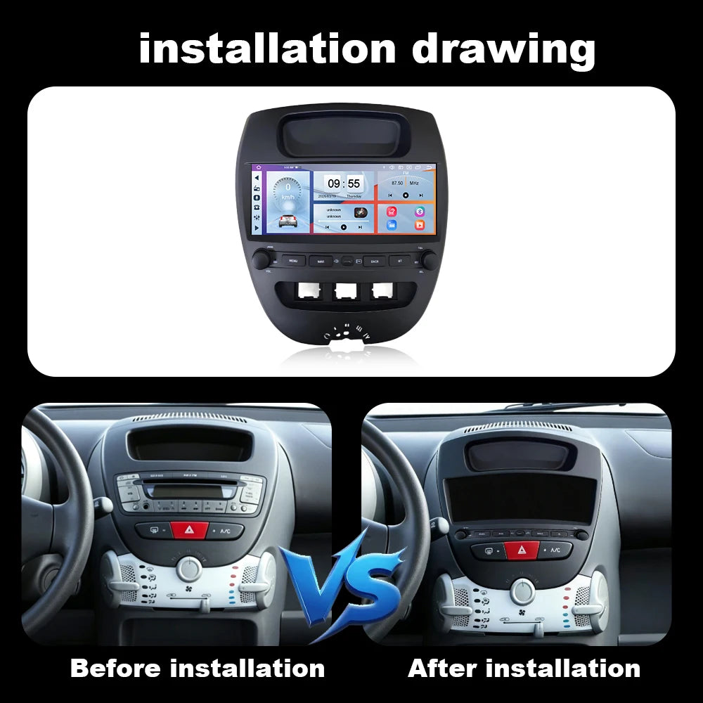 Carplay Android OS System Car Radio for Peugeot 107 Toyota Aygo Citroen C1 2005 - 2014 Mul