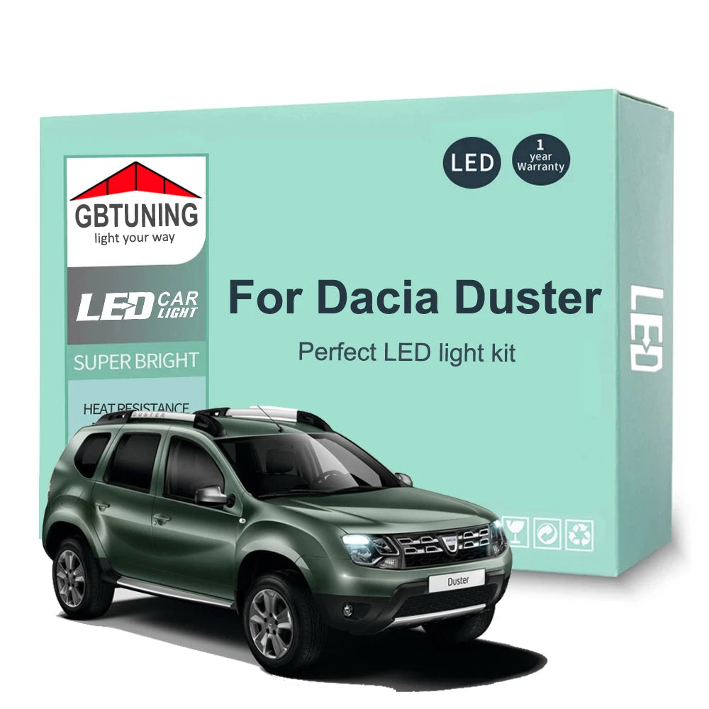 LED Interior Light Kit for Dacia Duster I II 1 2 MK1 MK2 2010-2018 - Canbus Dome Map Door Trunk Bulbs | AUTOKITSHOP