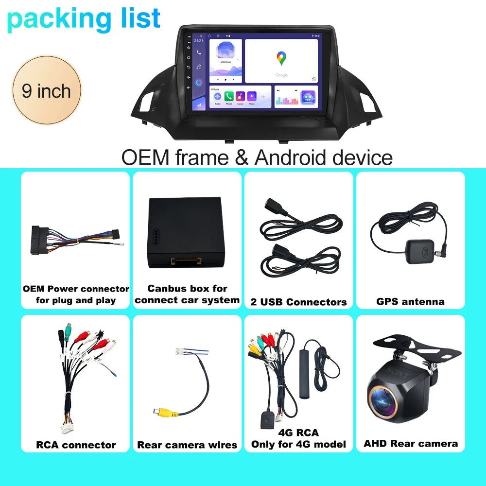 Stereo radio CarPlay For Ford C-MAX Kuga 2 Escape 3 2012 - 2019 Android Car Radio Multimed