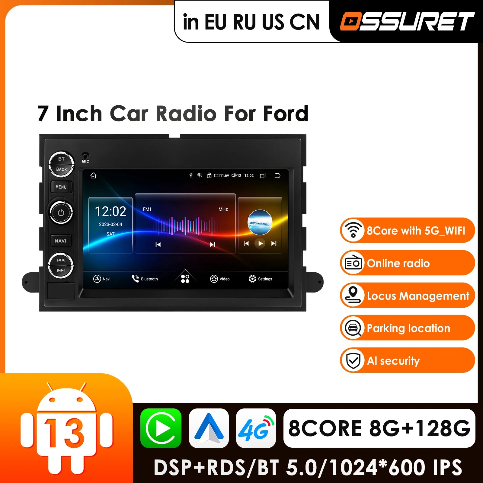 12.3" Car Radio GPS Android 4G Carplay for Ford F150 F250 F350 Lincoln Mercury Taurus Explorer Mustang Expedition Escape