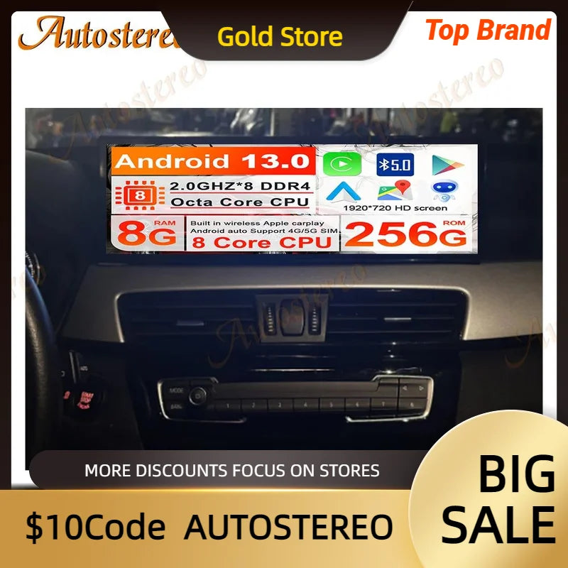 ID8 14.9 Inch Android 14 Carplay For BMW X1 F48 X2 F49 2016-2021 Car Multimedia Player GPS