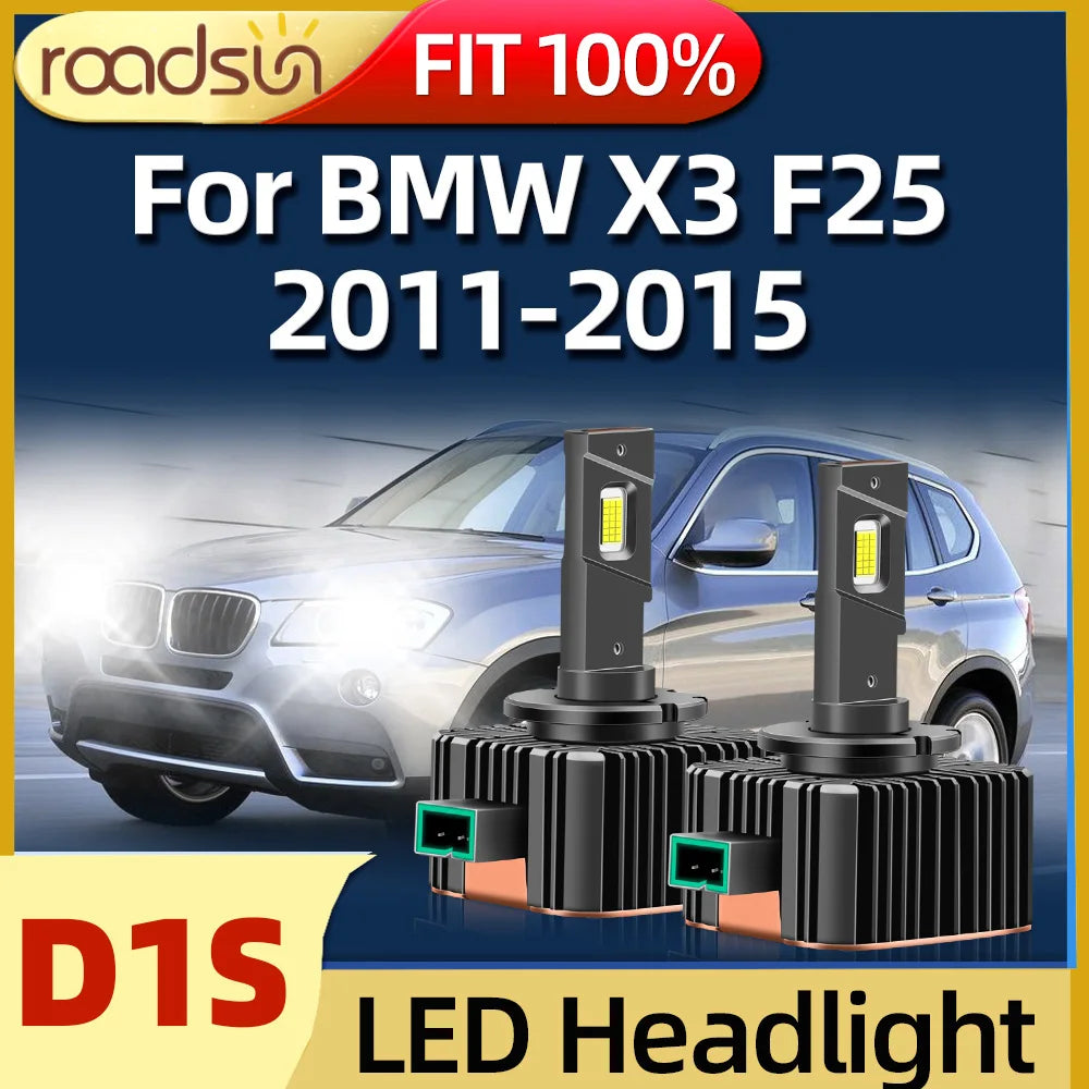 Roadsun 2X LED 30000Lm D1S 60W Bulb 6000K Car HID Xenons Light Lamp Headlight For BMW X3 F