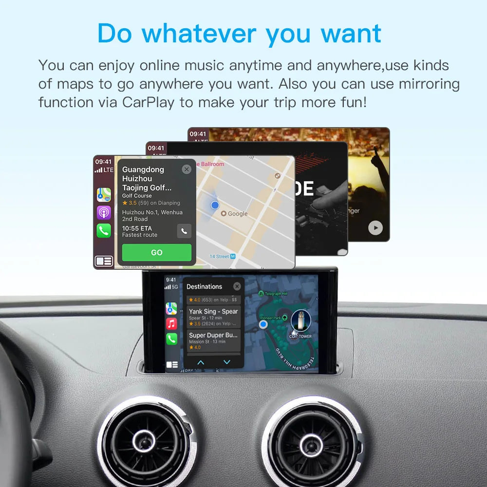AUTOABC Wireless Carplay Android Auto for Audi A1 Q3 2014-2018 Mirrorlink Airplay Rear Cam | AUTOKITSHOP