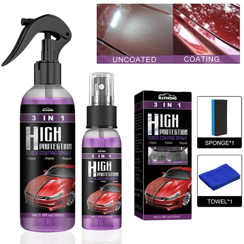 30ml/100ml Car Ceramic Coating Spray 3 in 1 Auto Nano Ceramic Coating Polishing Spraying Wax Car - Automotive LED Light