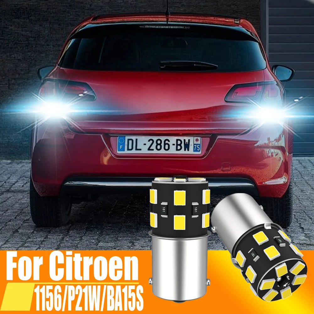 P21W LED Reverse Light Blub Backup Lamp 1156 7506 BA15S R10W Canbus For Citroen C5 C3 C1 C