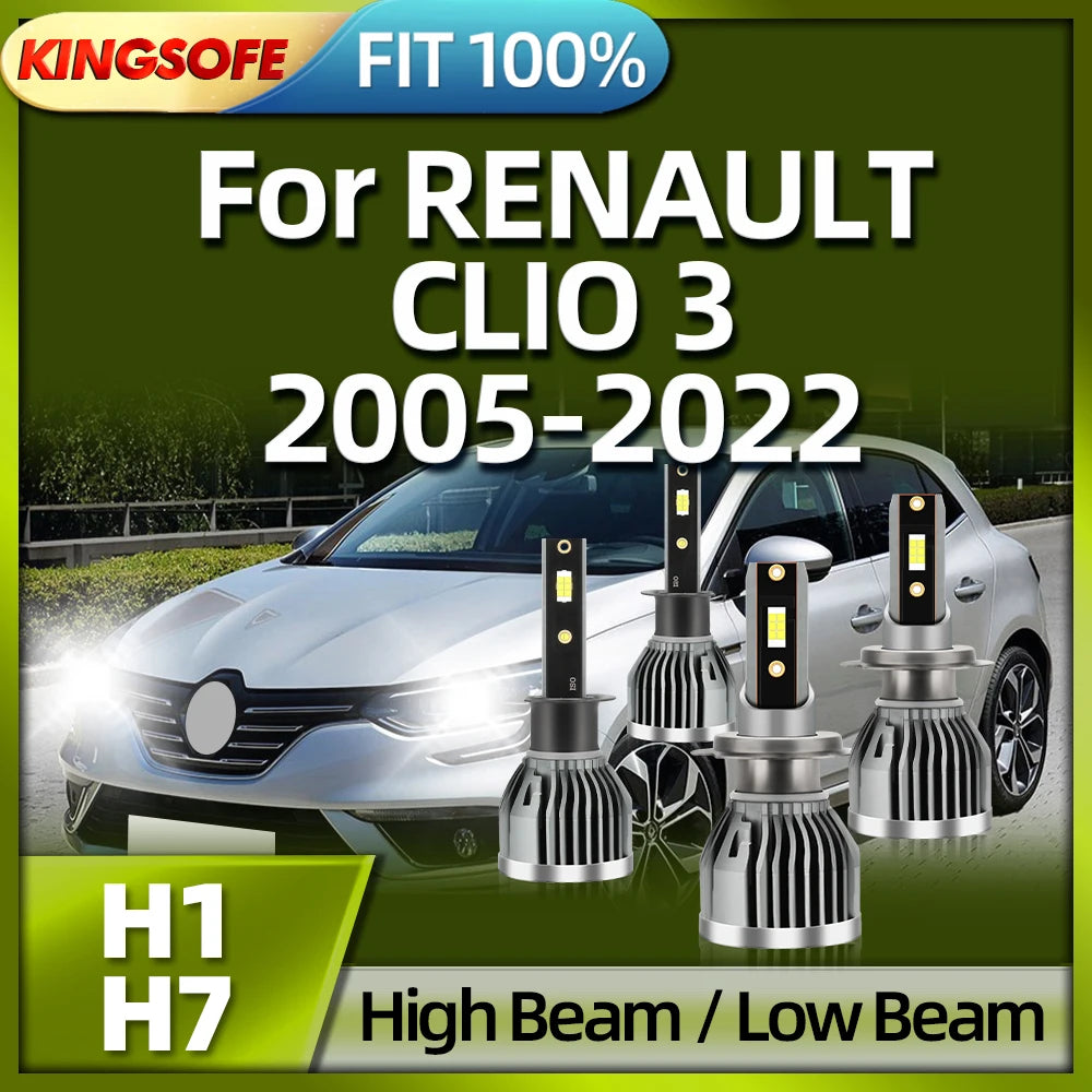 Roadsun 30000LM H1 LED Headlight 6000K H7 Car Light For RENAULT CLIO 3 2005 2006 2007 2008