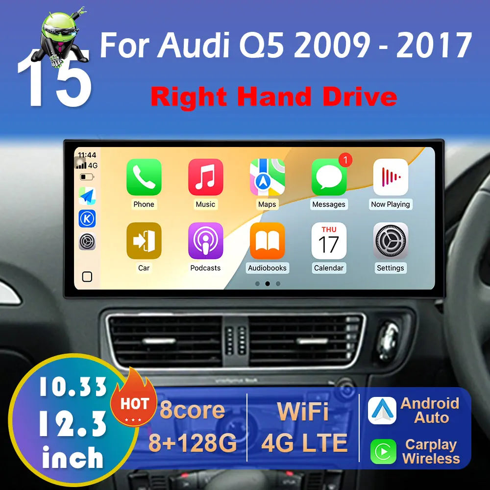 for Audi Q5 2009 2010 2011 2012 2013 - 2017 Wireless Carplay Android 15 Bluetooth Cooling  | AUTOKITSHOP