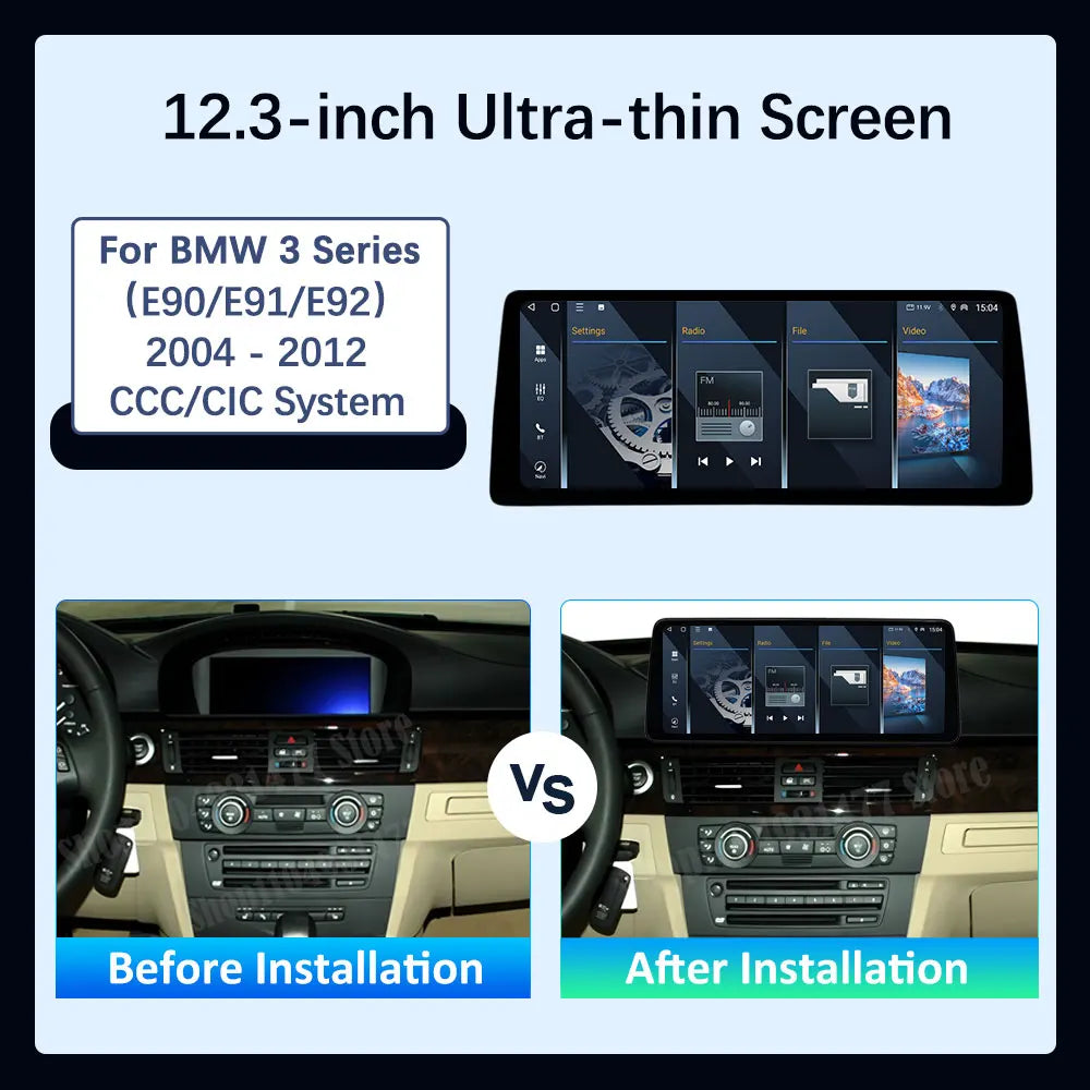 GPS Android 14 Car Multimedia Video Radio Player for BMW 3 Series E90 E91 E92 2004 2005 -