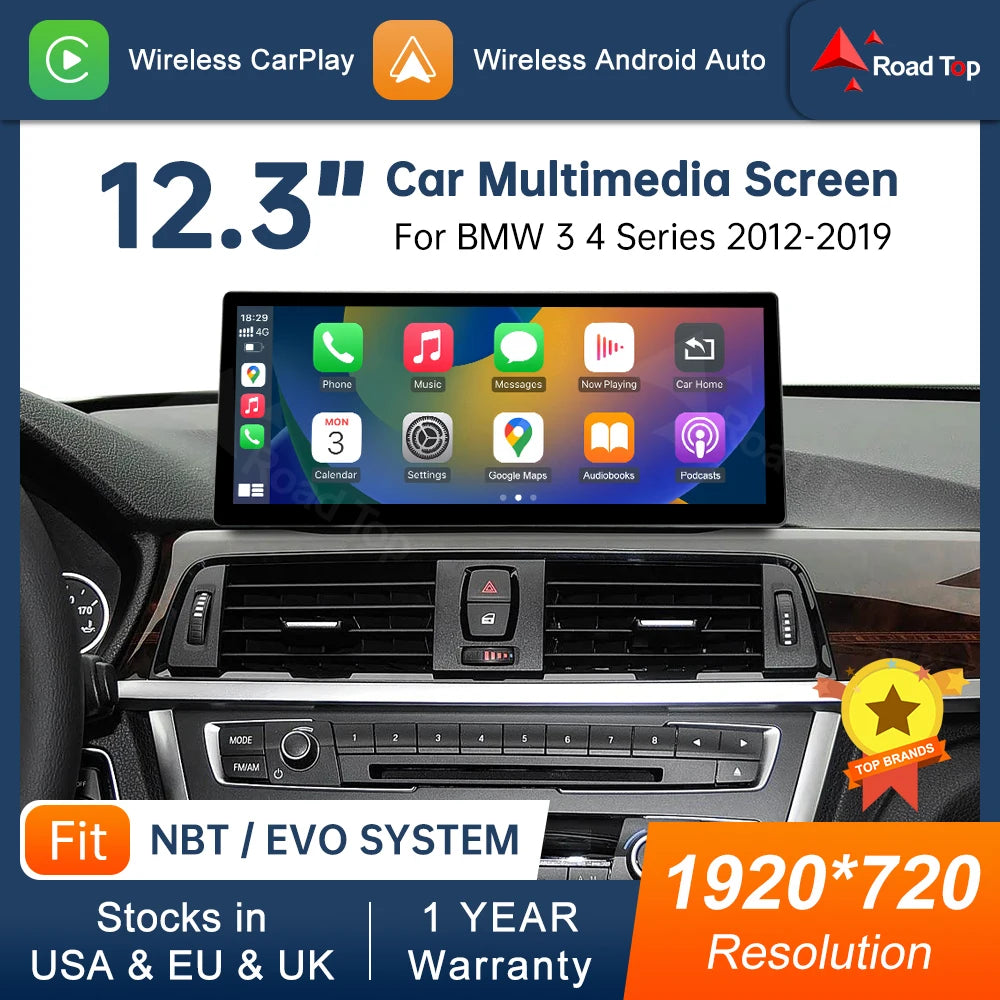 12.3 Multimedia Display For BMW 3 4 Series F30 F31 F32 F33 F34 F36 2012-2019 NBT EVO Touch | AUTOKITSHOP