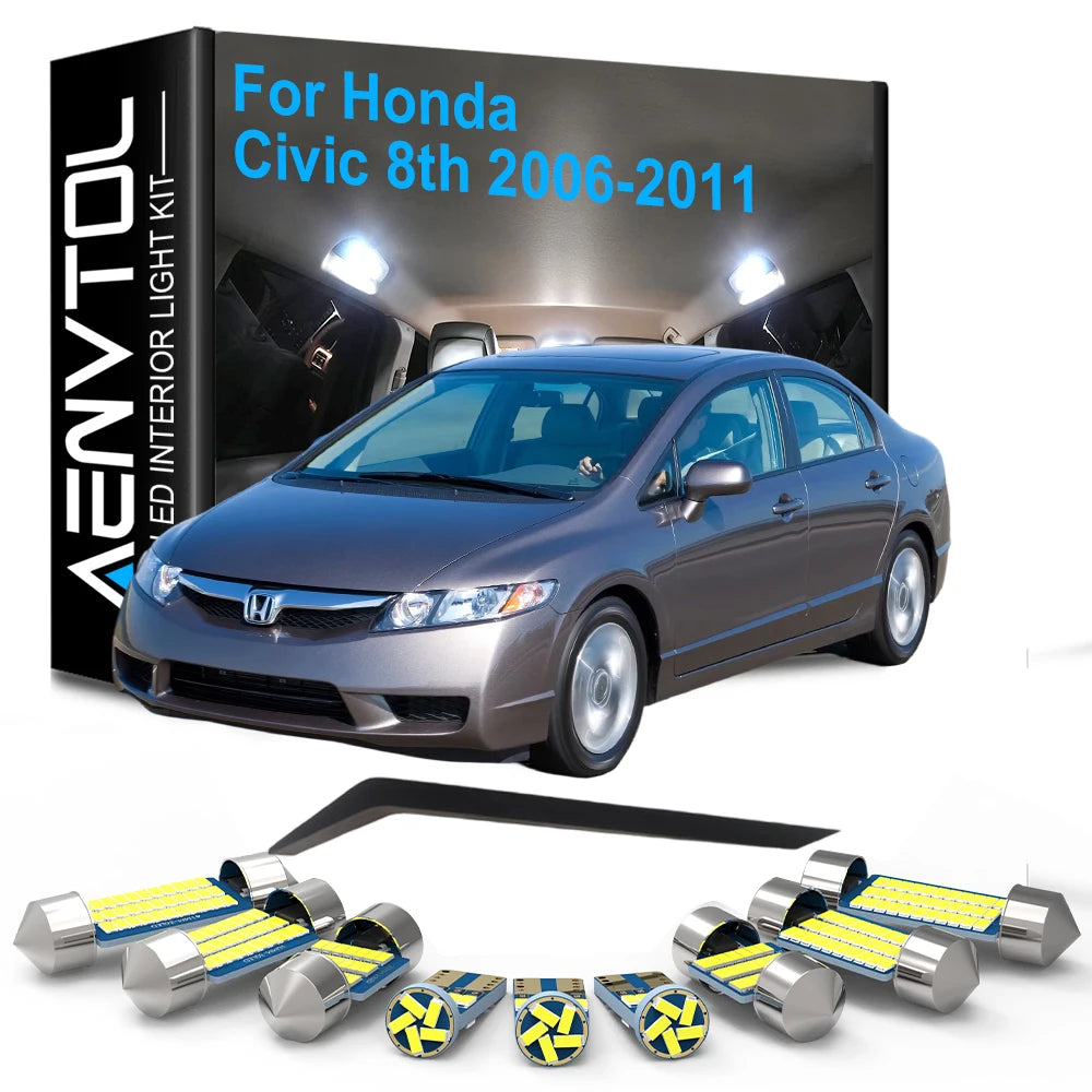 9-Piece LED Interior Light Kit for Honda Civic MK8 - Canbus Error-Free Interior Bulbs