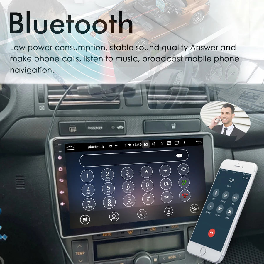 Android 14 Car Video Player Radio Big Screen AI Voice Upgrade For Toyota Avensis T25 2002-