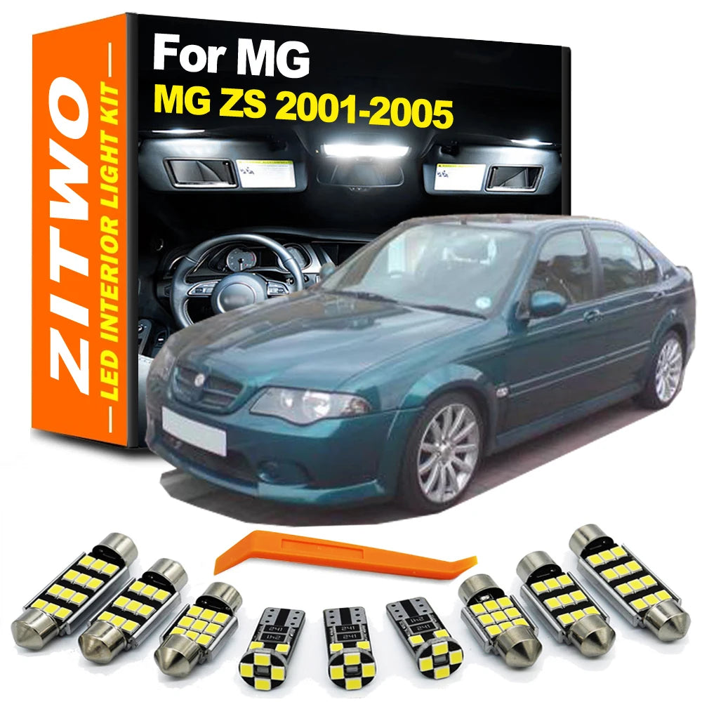 ZITWO 9Pcs For MG ZS 2001 2002 2003 2004 2005 Vehicle LED Interior Map Dome Roof Trunk Light Kit Car Bulbs Accessories Canbus