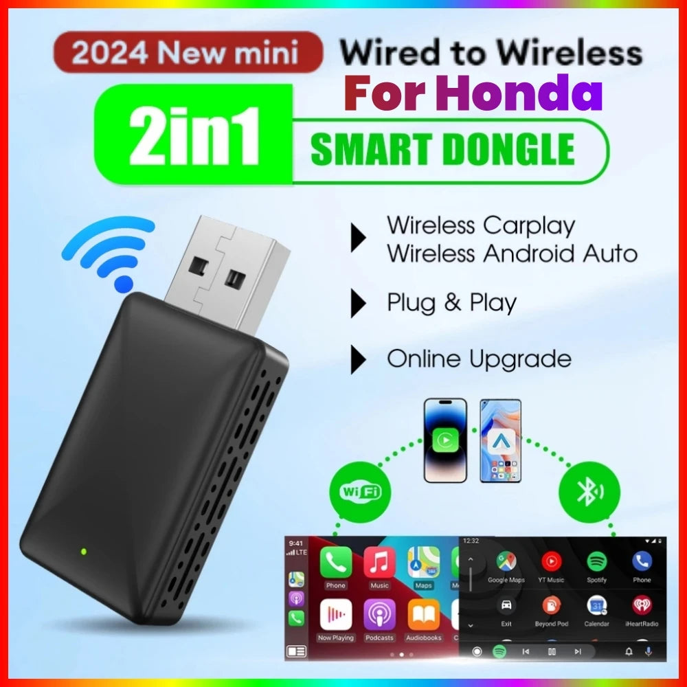 Wireless Carplay Adapter Android Auto Wireless Smart Dongle 2in1 For Honda Accord Hybrid C | AUTOKITSHOP