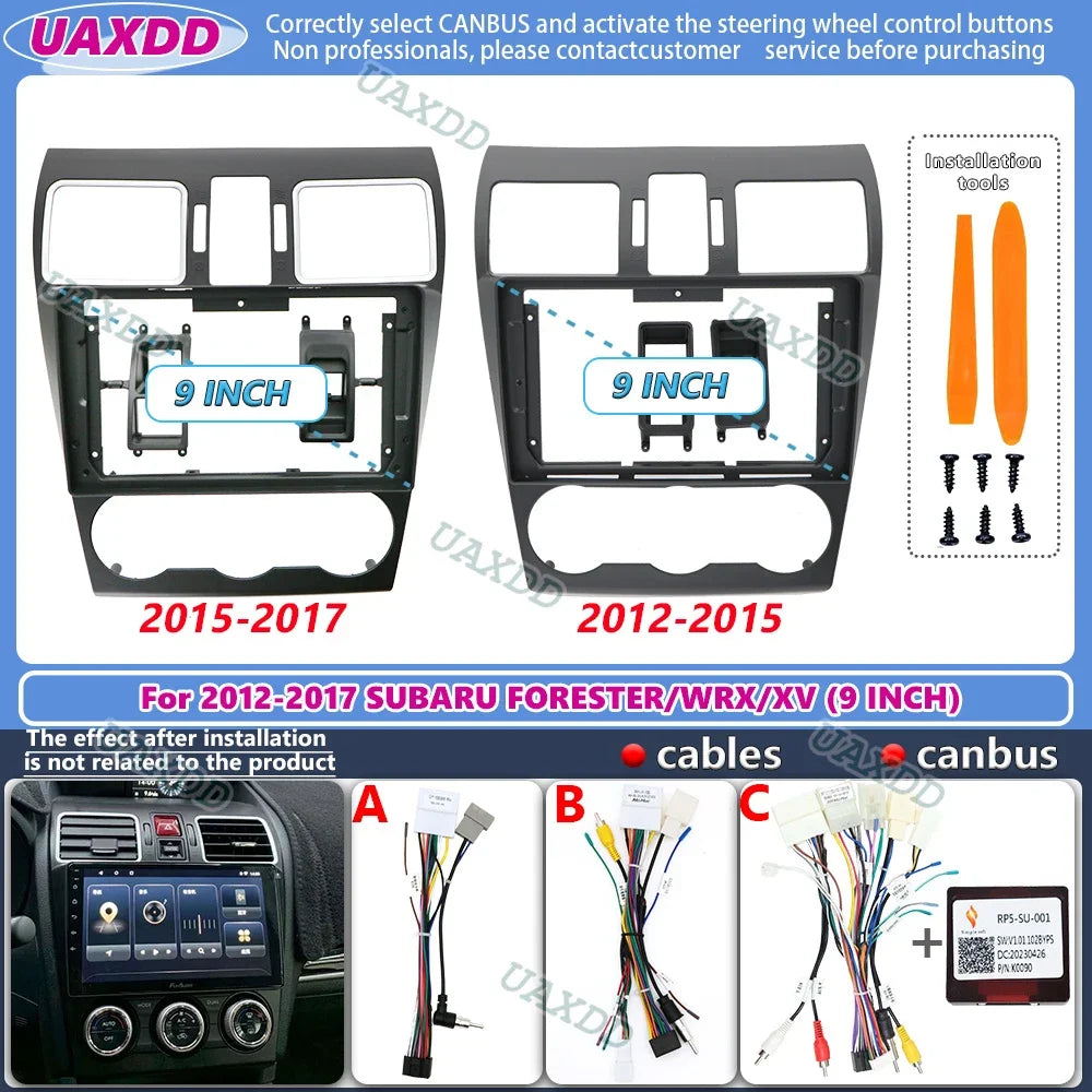 FOR 2015-2017 SUBARU FORESTER WRX XV 9INCH 2 Din Car stereo radio Android frame panel fasc