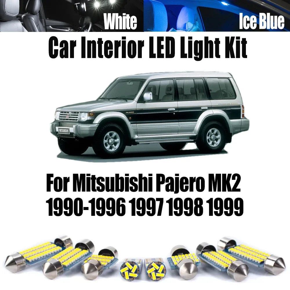 13-Piece LED Interior Light Kit for Mitsubishi Pajero MK2 1990- 1996 - Canbus Dome Map Door Trunk Bulbs | AUTOKITSHOP