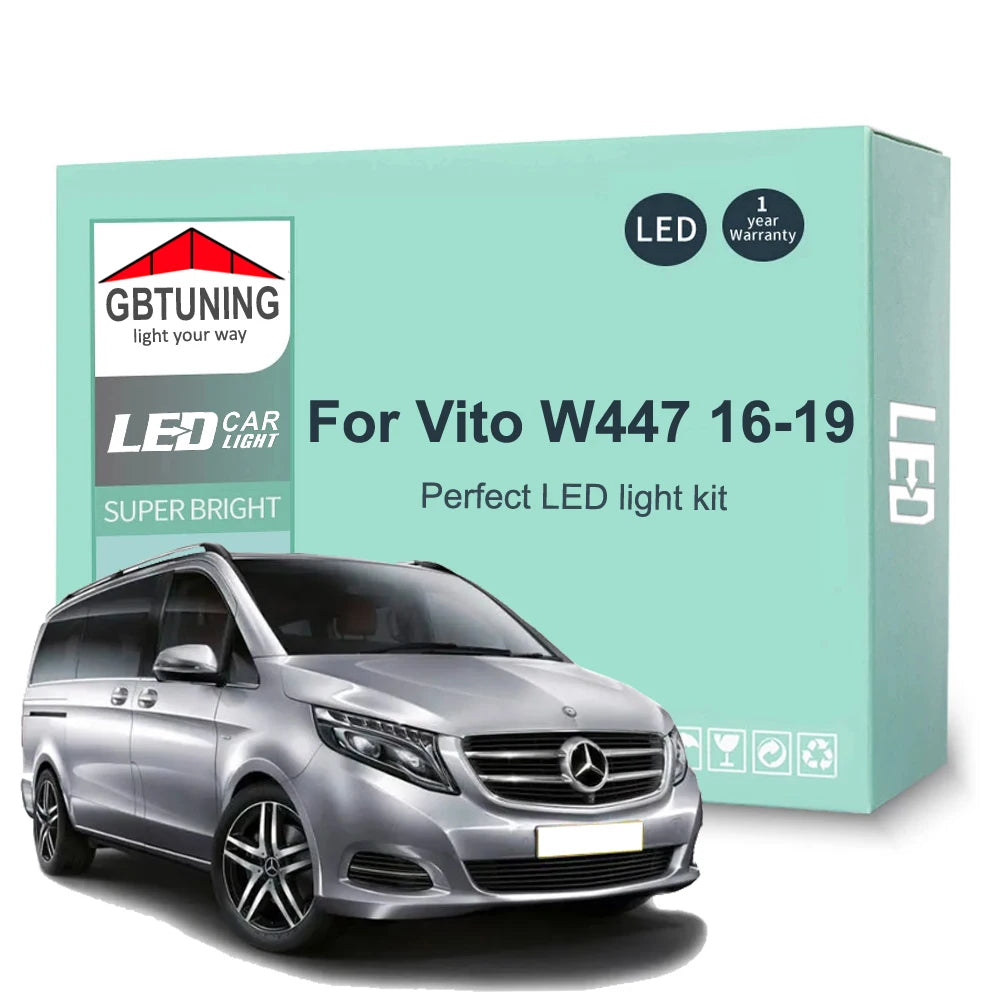 14-Piece LED Interior Light Kit for Mercedes Benz Vito W447 2015-2019 - Canbus Dome Map Door Trunk Bulbs | AUTOKITSHOP