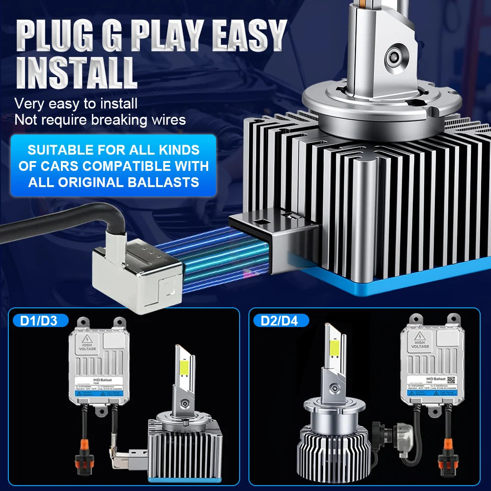 D1S D3S Car LED Headlight Bulb D1R D3R D2S D4S 1200W Canbus HID 12V 24V Turbo Auto Lamp Pl