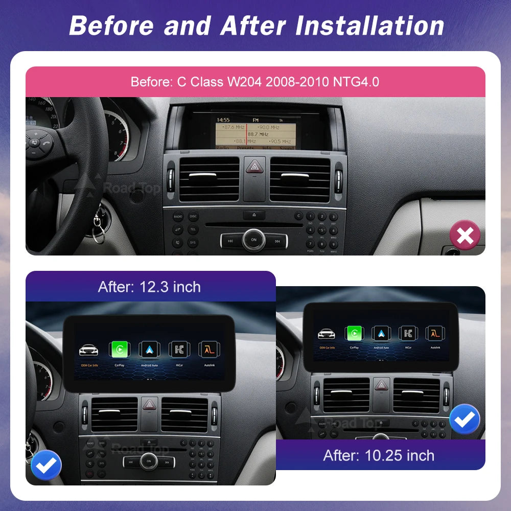 Android Auto Wireless CarPlay Linux Car Multimedia Touch Radio Screen for Mercedes Benz C  | AUTOKITSHOP