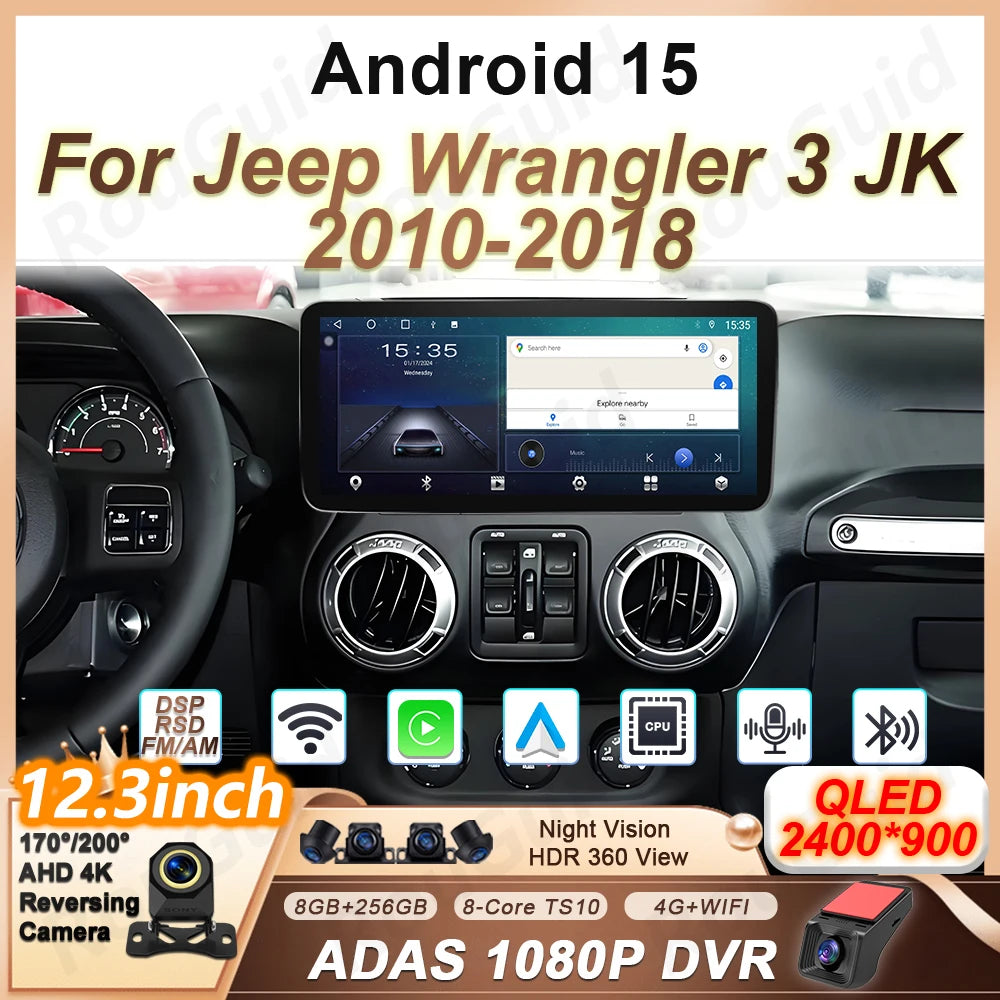 12.3'' Android Car Radio For Jeep Wrangler 3 JK 2011 2012 2013 2014 2015 2016 2017 Stereo  | AUTOKITSHOP