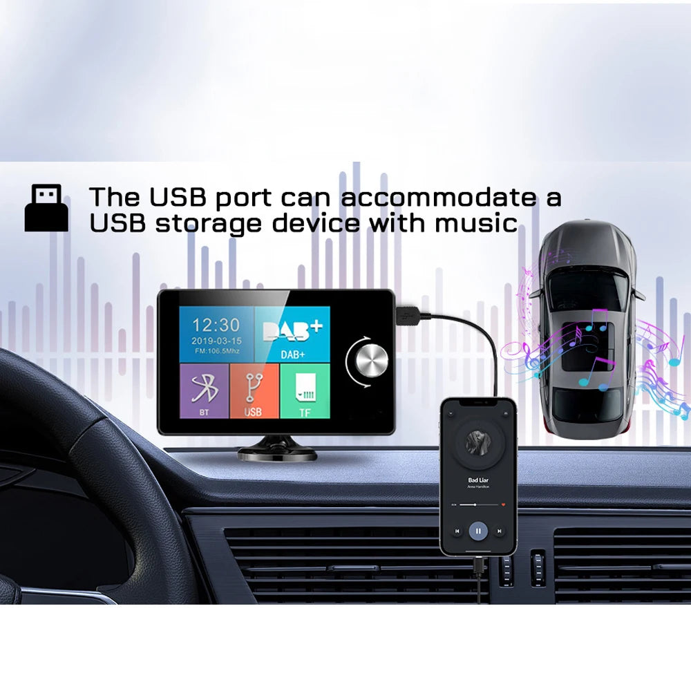 Ezonetronics DAB Radio Receiver In Car with Screen Stereo Sound Digital Signal Antenna Bro