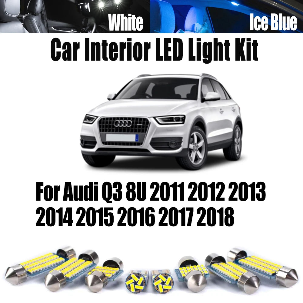 19-Piece LED Interior Light Kit for Audi Q3 8U 2011- 2015 - Canbus Dome Map Door Trunk Bulbs | AUTOKITSHOP