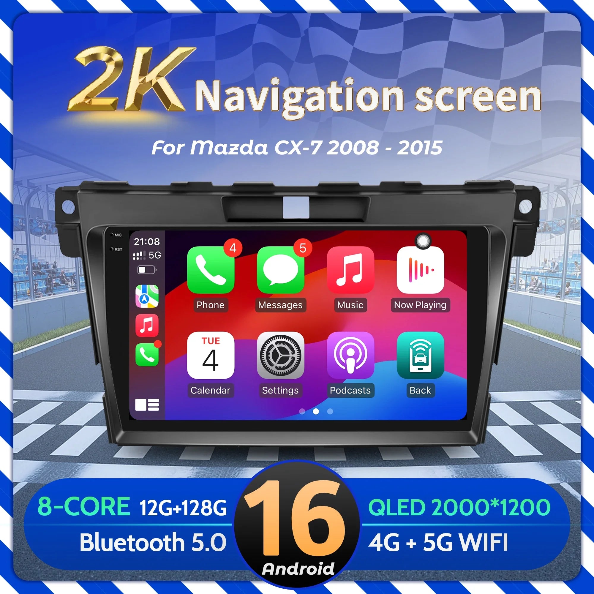 9 inch Car Radio Android 16 For Mazda CX-7 2008-2015 BT Carplay Multimedia Navigation Head