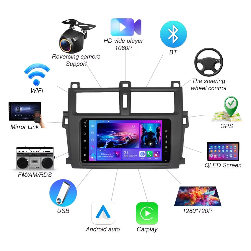 Android 16 For Toyota Verso-s Ractis Subaru Trezia 2010-2016 Car Stereo Radio Multimedia P | AUTOKITSHOP