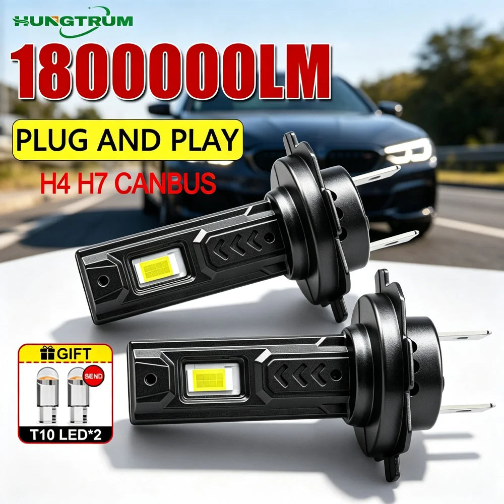 H7 H4 LED Headlight 1800000LM High Power Light Bulbs Wireless Plug And Play Diode Headligh