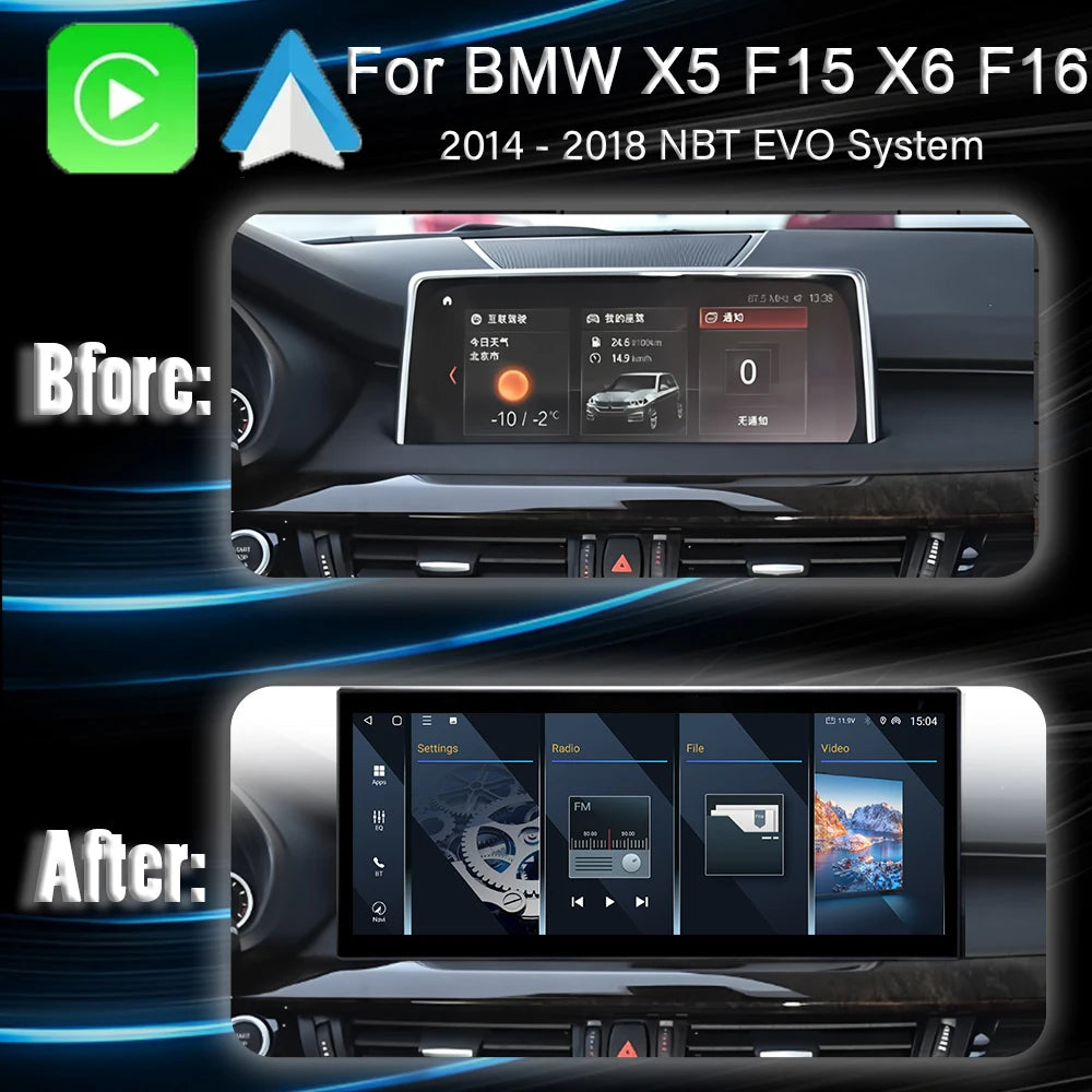 ID5 ID6 UI Android System Wireless Carplay AUTO For BMW X5 F15 X6 F16 2014 - 2018 NBT EVO