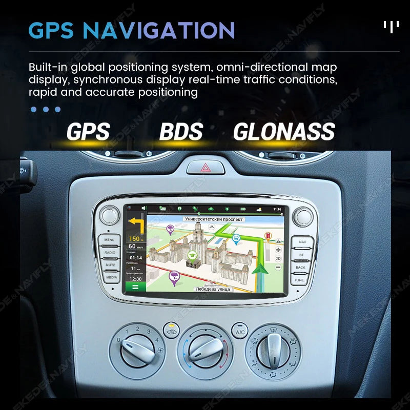 7Inch Android 15 Car Radio CarPlay Auto Multimedia GPS RDS For Ford Focus Mondeo S-Max C-M