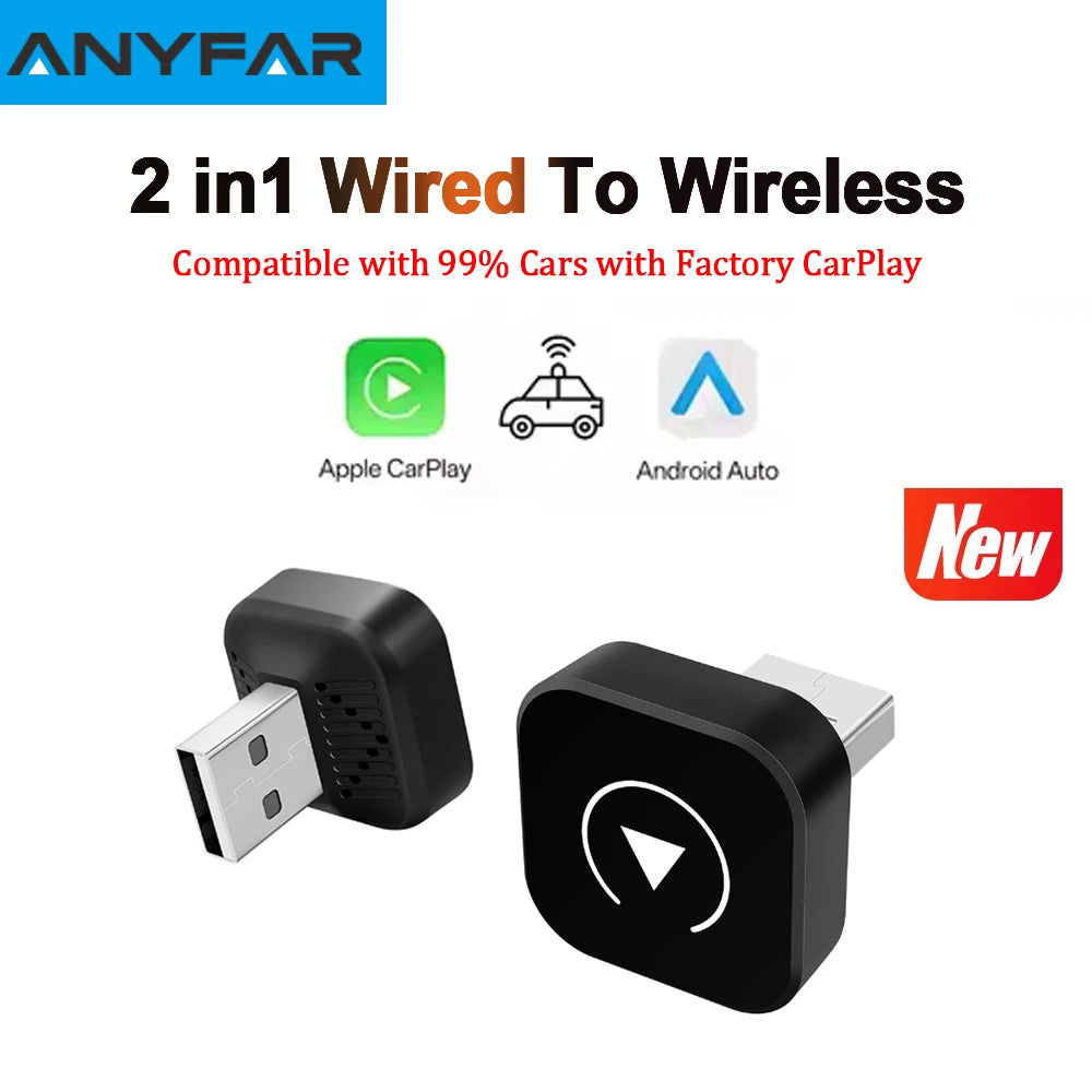 Mini 2in1 Wireless CarPlay Adapter Wireless Android Auto AI Smart Box Intelligent Systems
