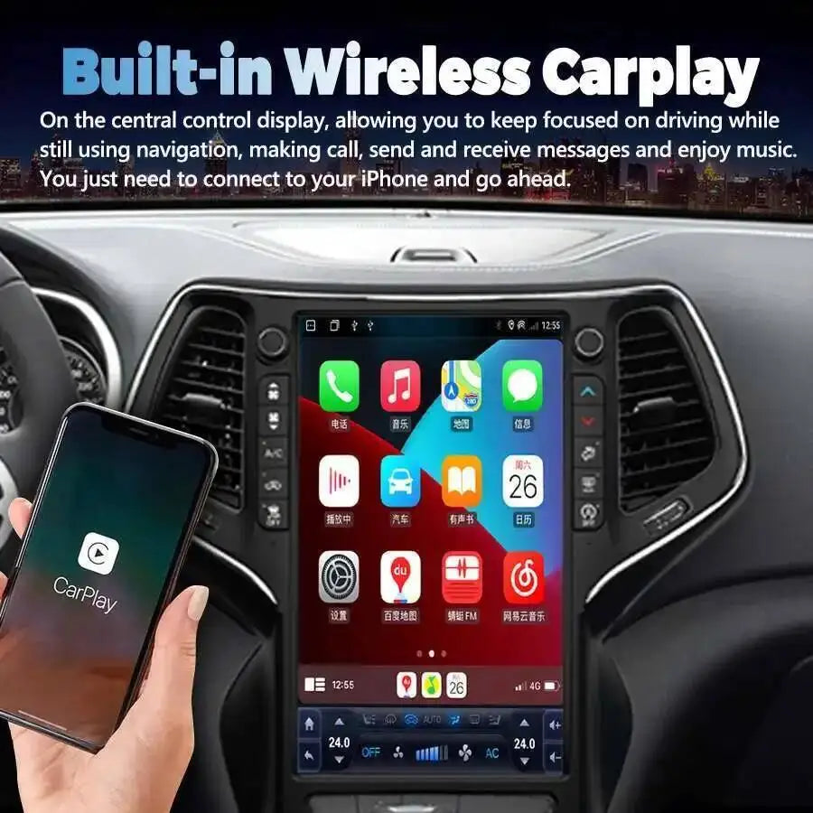 13.6inch Android Screen Car Radio For Jeep Cherokee 2014-2021 GPS Nivigation Carplay Car M | AUTOKITSHOP