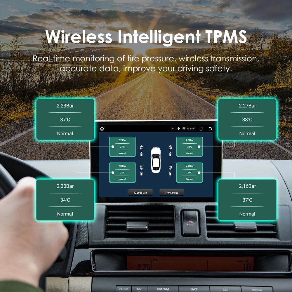 OSSURET Car USB TPMS (Tire Pressure Monitoring System) for Android Multimedia Player Navig